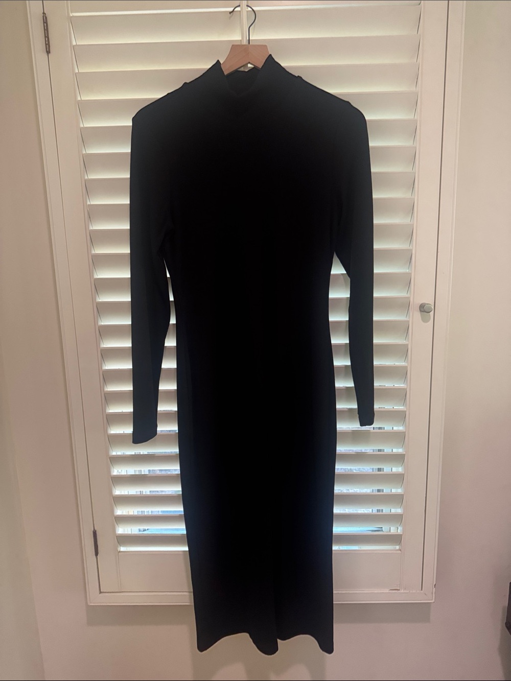 Minimal Marine Layer  Black Long-Sleeve Midi Dress with Turtleneck